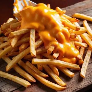 Patatas con cheddar y cebolla crujiente(grandes) 