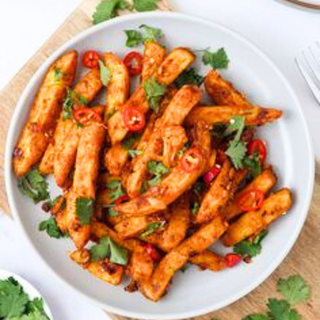 Chips Masala served with salad