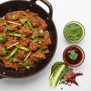 Carne, peperoni verdi e spezie