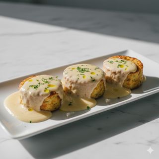 Tris di sformatini su crema di parmigiano