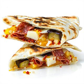 Piadina - Salamino piccante, scamorza affumicata e melanzane