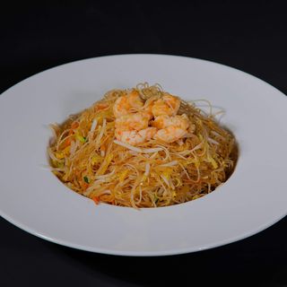 Spaghetti di riso con gamberi