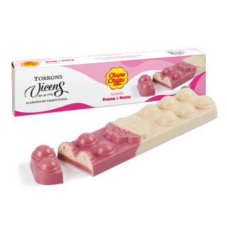 Turrón Chupa Chups De Fresa Y Nata Vicens Estuche 300 Gr.