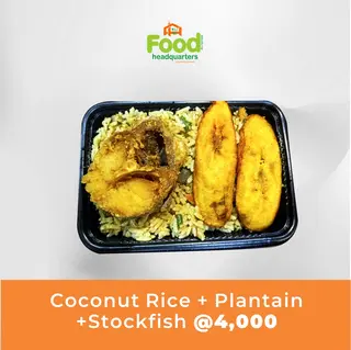Coconut Rice + Plantain + Stockfish