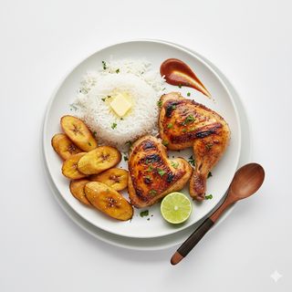 Jollof rice and plantain