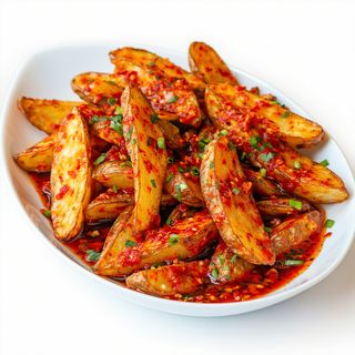 Cartofi prajiti in sos picant