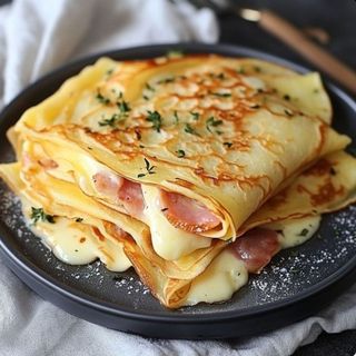 Crêpe fromage et dinde fumée 