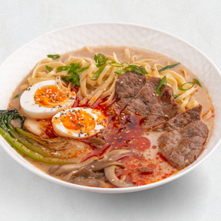 Сливочный рамен по авторскому рецепту с телятиной на гриле