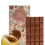 Tableta De Chocolate Con Leche 38% Con Petazetas Y Fruta De La Pasión 