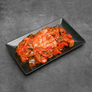 Bacalao con sanfaina (ración)