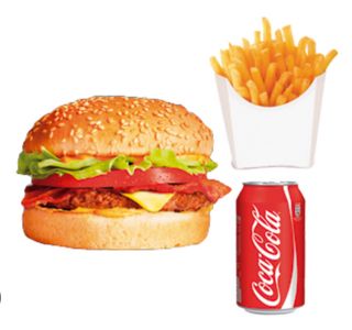 MENU HUMBURGUESA DE POLLO CON BEBIDA Y PATATAS