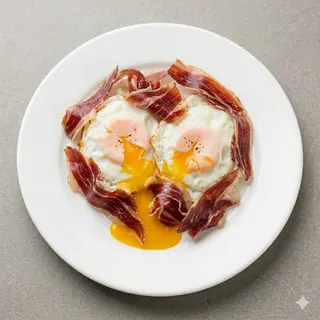 Ración De Huevos Rotos Con Jamón