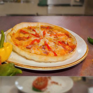 Pizza de bechamel y jamón