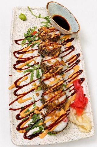 Tempura roll fried: chicken avocado roll