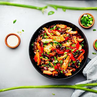 62. Пилешко месо с три вкуса сладко, люто, кисело (700гр)