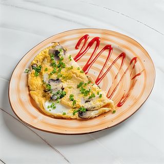 Омлет с грибами и зелёным луком