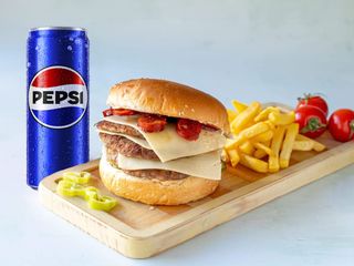 Trodupli Meksiko burger + pomfrit + Pepsi