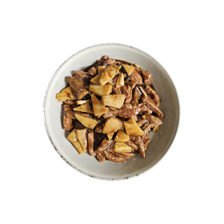 Ternera con setas chinas shiitake y bambú 