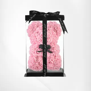 Ursulet de flori de sapun roz 25cm