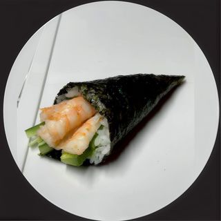 82 Temaki De Aguacate Y Langostino Con Salsa (1 Ud.)