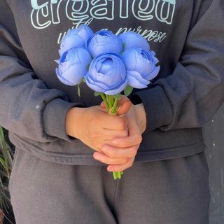 Bouquet de 7 tiges pivoines artificielles bleus 