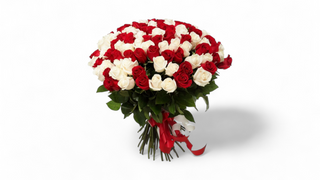 Buket 51 crveno bela ruža