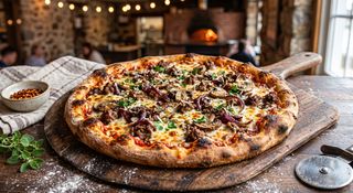 Beef With Mushroom And Onion Pizza (28 Cm.)