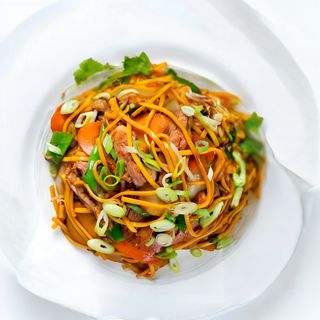 Chow mein with crispy duck