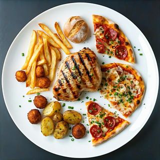 Mezzo pollo alla brace con contorno