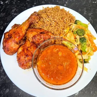 Pilau rice, 3 Pieces of Chicken and Gravy