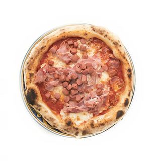 Pizza prosciutto y wurstel mediana (33 cm.)