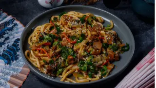 Udon z krewetkami
