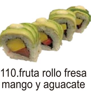 110. Urumaki De Fruta Rollo Fresa Mango Y Aguacate (8 Pza.)