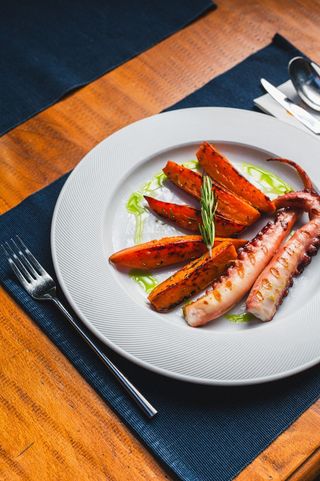 Polpo con patate dolci