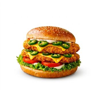 Double Schnitzel Chili Cheeseburger