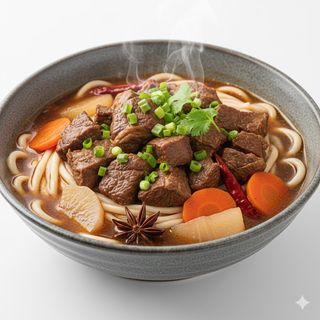 Pasta in brodo con manzo brasato 红烧牛腩粉面