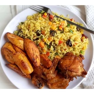 Jollof/Fried Rice + Protein + Salad + Plantain + Preferred Drink