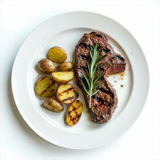 Bistecca di manzo ai ferri con patate saltate