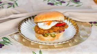Eggcellent caramel onion burger