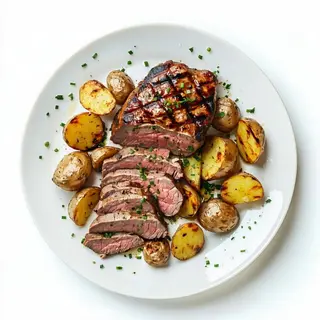 Maiale alla piastra con le patate