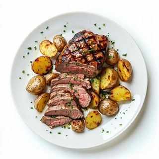 Maiale alla piastra con le patate