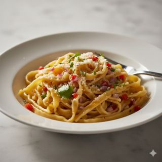 Tallarines con salsa de vinagreta