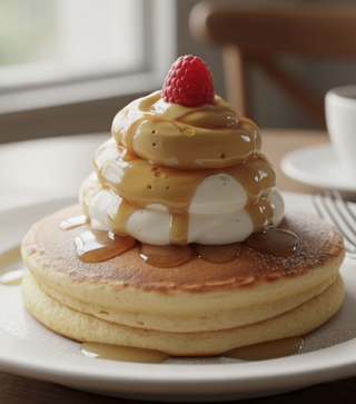 Tortitas Con Sirope De Caramelo Y Nata (2 Uds.)
