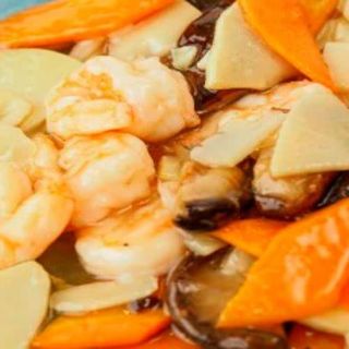 Gambas Con Bambú Y Setas