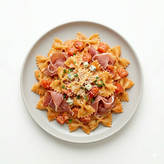 Farfalle Crema, Prosciutto e Pomodoro