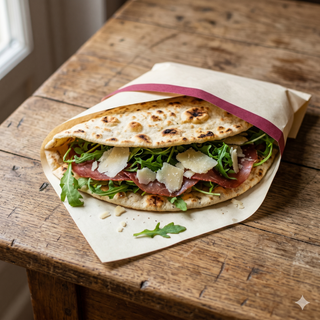 Bresaola Punta d'Anca della Valtellina, scaglie di Grana e Rucola