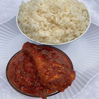 White Rice & chicken with drink