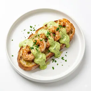 Alpargata De Langostinos Con Alioli De Aguacate