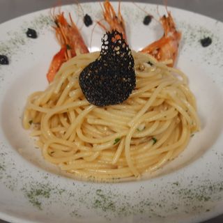 Spaghetti aglio, olio e Gamberetti Rossi