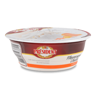 Сир кисломолочний President зі сметаною курага 9% (180г)